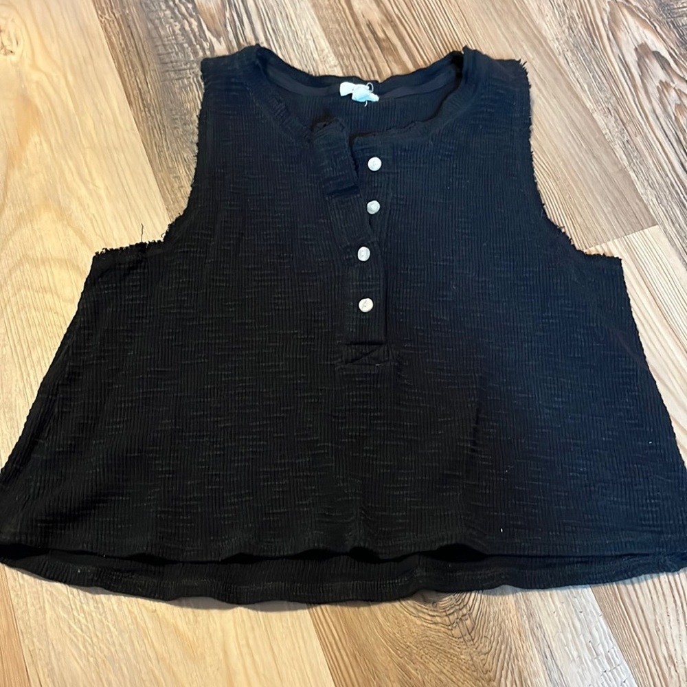 Aerie black button crop top tank